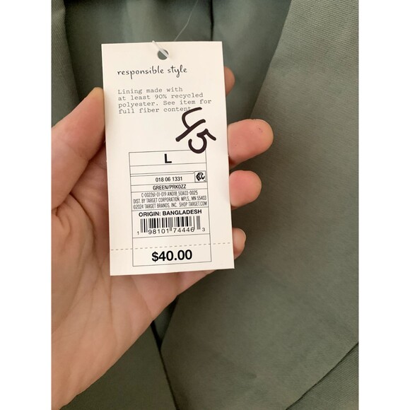 NWT A New Day Women's Double Breasted Blazer Jacket Mid Length Sage Green- Sz L - Picture 8 of 9